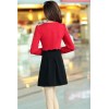 New Fashion Women Two pieces Vest Dress and Short Coat Pleated A-Line Mini Dress Twin Sets Black Dress and Red Coat