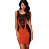 New Fashion Women Dress Floral Lace Contrast Sleeveless Bodycon Mini Casual Bandage Backless One-Piece