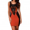 New Fashion Women Dress Floral Lace Contrast Sleeveless Bodycon Mini Casual Bandage Backless One-Piece