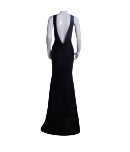 Sexy Women Maxi Dress Bare Back Asymmetric Hem Crew Neck Sleeveless Prom Evening Party Gown Black/White/Red