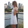 New Fashion Women Mini Dress Crochet Floral Lace Open Back Candy Color Chiffon Skater Dress