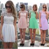 New Fashion Women Mini Dress Crochet Floral Lace Open Back Candy Color Chiffon Skater Dress