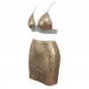 Sexy Women Sequin Cami Two Piece Set Strap Crop Top Bralette Bodycon Mini Skirt Set Party Nightclub Glitter Outfit