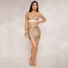 Sexy Women Sequin Cami Two Piece Set Strap Crop Top Bralette Bodycon Mini Skirt Set Party Nightclub Glitter Outfit