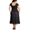 Women Plus Size Dress Floral Lace Sweetheart V Neck Cap Sleeve Midi Elegant Evening Party Wear