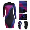 Sequin Color Block Contrast Stand Collar Clubwear Bodycon Mini Dress