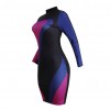 Sequin Color Block Contrast Stand Collar Clubwear Bodycon Mini Dress