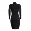 Sequin Color Block Contrast Stand Collar Clubwear Bodycon Mini Dress