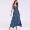 Sexy Women Maxi Dress Dot Print High Split Spaghetti Strap Deep V Neck Sundress Beach Long Dress Red