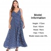 Sexy Women Maxi Dress Dot Print High Split Spaghetti Strap Deep V Neck Sundress Beach Long Dress Red