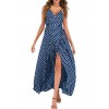 Sexy Women Maxi Dress Dot Print High Split Spaghetti Strap Deep V Neck Sundress Beach Long Dress Red