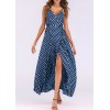 Sexy Women Maxi Dress Dot Print High Split Spaghetti Strap Deep V Neck Sundress Beach Long Dress Red