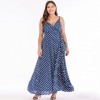 Sexy Women Maxi Dress Dot Print High Split Spaghetti Strap Deep V Neck Sundress Beach Long Dress Red