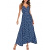 Sexy Women Maxi Dress Dot Print High Split Spaghetti Strap Deep V Neck Sundress Beach Long Dress Red