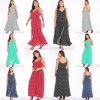 Sexy Women Maxi Dress Dot Print High Split Spaghetti Strap Deep V Neck Sundress Beach Long Dress Red