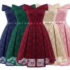 Women Lace Skater Dress Off the Shoulder Bow Pleated A-Line Bridesmaid Evening Party Gown Dress