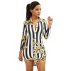 New Fashion Women Shirt Dress Striped Print Three Quarter Sleeve Button Vintage Mini Dress Blue/Yellow