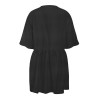 Women V Neck Loose Dress Half Sleeves Pockets Vintage Casual Mini Dress Tunics