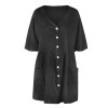 Women V Neck Loose Dress Half Sleeves Pockets Vintage Casual Mini Dress Tunics