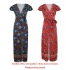 Women Floral Print Long Dress Wraparound Short Sleeves Deep V Neck Split Vintage Boho Maxi Casual Dress