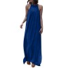 Women Sleeveless Maxi Dress Crocheted Lace Hollow Out Spaghetti Shoulder Straps Slit Side Holiday Boho Casual Long Dress