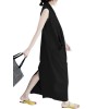 Women Casual Long Dress Oversized Deep V-Neck Sleeveless Cross Pockets Party Maxi Dress