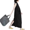 Women Casual Long Dress Oversized Deep V-Neck Sleeveless Cross Pockets Party Maxi Dress