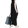 Women Casual Long Dress Oversized Deep V-Neck Sleeveless Cross Pockets Party Maxi Dress