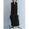 Women Casual Long Dress Oversized Deep V-Neck Sleeveless Cross Pockets Party Maxi Dress