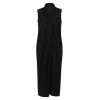 Women Casual Long Dress Oversized Deep V-Neck Sleeveless Cross Pockets Party Maxi Dress