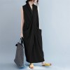 Women Casual Long Dress Oversized Deep V-Neck Sleeveless Cross Pockets Party Maxi Dress