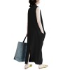 Women Casual Long Dress Oversized Deep V-Neck Sleeveless Cross Pockets Party Maxi Dress