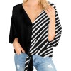 Women Plus Size Loose Blouse V Neck Flared 3/4 Sleeves Knoted Hem Printed Vintage Holiday Spring Summer Casual Shirts