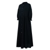 Women Summer Cotton Loose Maxi Dress Vintage Half Lantern Sleeve Button Oversized Solid Big Hem Long Dress