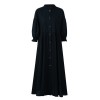 Women Summer Cotton Loose Maxi Dress Vintage Half Lantern Sleeve Button Oversized Solid Big Hem Long Dress