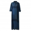 Women Cotton Vintage Plaid Dress Turn Down Collar Long Sleeve Side Pocket Casual Loose Plus Size Robe Gown