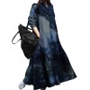 Women Cotton Vintage Plaid Dress Turn Down Collar Long Sleeve Side Pocket Casual Loose Plus Size Robe Gown