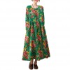 Women Vintage Loose Floral Dress Long Sleeves Pockets Holiday Dress for Fall Winter