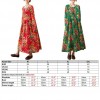 Women Vintage Loose Floral Dress Long Sleeves Pockets Holiday Dress for Fall Winter