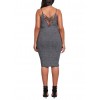 Sexy Women Large Size Knitted Slip Dress V Neck Sleeveless Solid Slim Bodycon Plus Size Knitting Dress Grey/Pink