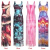 Sexy Women Bodycon Maxi Long Dress Sleeveless Tassel Gradient O-Neck Beach Casual Slim Dresses