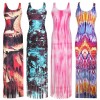 Sexy Women Bodycon Maxi Long Dress Sleeveless Tassel Gradient O-Neck Beach Casual Slim Dresses