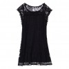 Summer Women Lace Dress Sleeveless O Neck Tassel Casual Mini Dress Straight Sundress Shift Dress White/Black