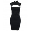 Sexy Hot Women Midi Tank Dress Solid Cut Out Front High Cowl Neck Sleeveless Bandage Bodycon Nightclub One-Piece