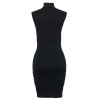 Sexy Hot Women Midi Tank Dress Solid Cut Out Front High Cowl Neck Sleeveless Bandage Bodycon Nightclub One-Piece