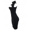 Sexy Hot Women Midi Tank Dress Solid Cut Out Front High Cowl Neck Sleeveless Bandage Bodycon Nightclub One-Piece