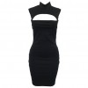 Sexy Hot Women Midi Tank Dress Solid Cut Out Front High Cowl Neck Sleeveless Bandage Bodycon Nightclub One-Piece