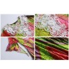 Women Plus Size Muslim Dress Colorful Crochet Lace V Neck High Waist Tied Belt Long Gown Islamic Robe