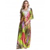 Women Plus Size Muslim Dress Colorful Crochet Lace V Neck High Waist Tied Belt Long Gown Islamic Robe