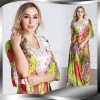 Women Plus Size Muslim Dress Colorful Crochet Lace V Neck High Waist Tied Belt Long Gown Islamic Robe